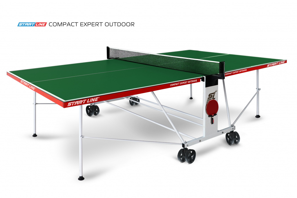 Start Line Compact EXPERT Outdoor 4 Зелёный из каталога влагостойких теннисных столов в Краснодаре по цене 44590 ₽