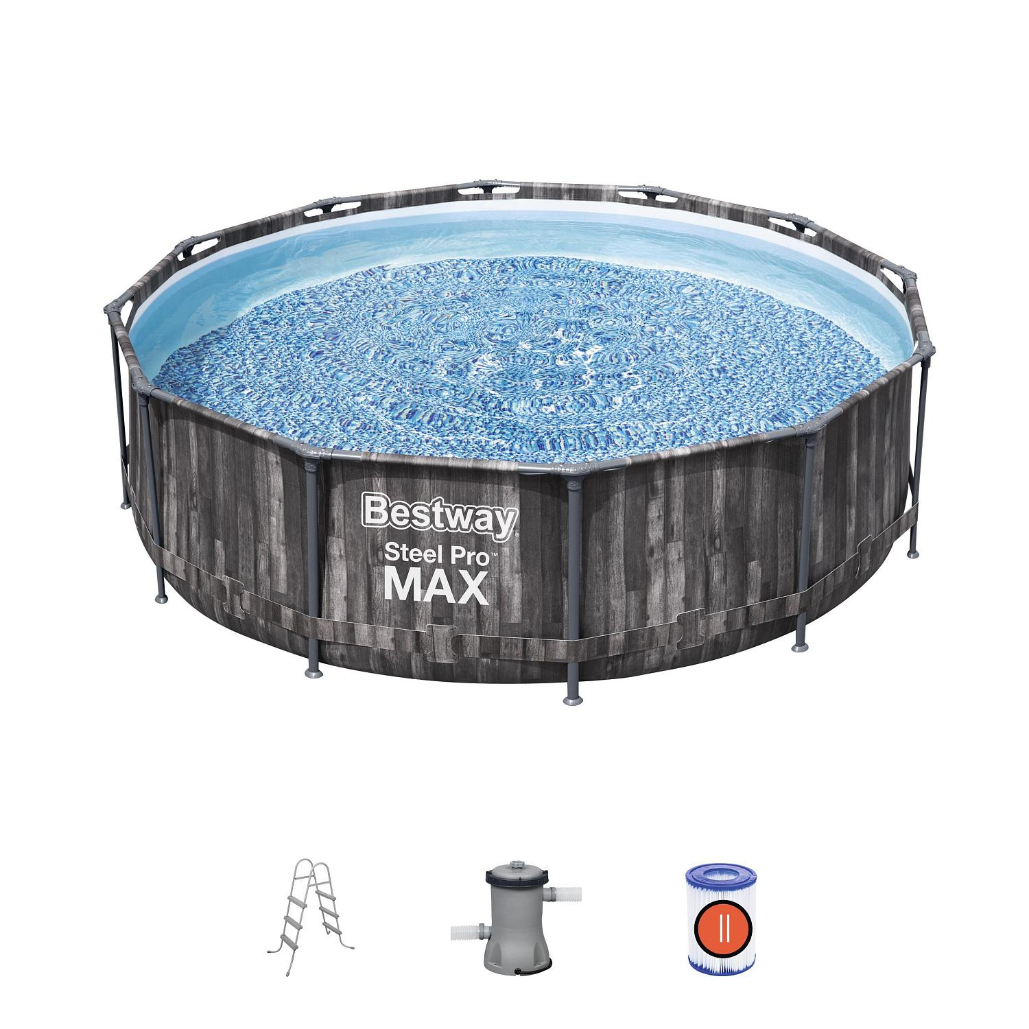 Bestway Steel Pro Max  5614X BW (серый) из каталога каркасных бассейнов в Краснодаре по цене 43485 ₽