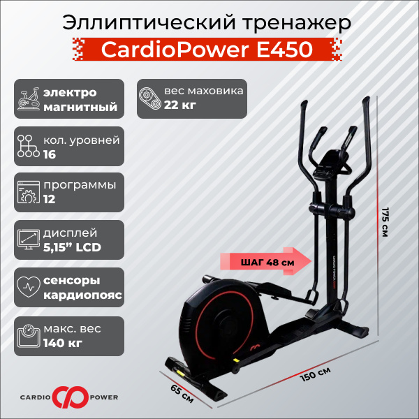 CardioPower E450 из каталога складных эллиптических тренажеров в Краснодаре по цене 59900 ₽