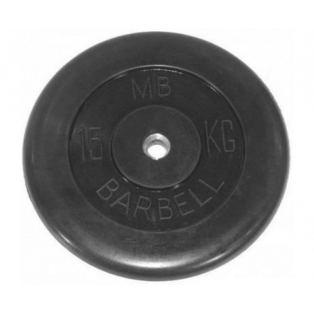 Диск для штанги обрезиненный MB Barbell (металлическая втулка) 15 кг / диаметр 51 мм