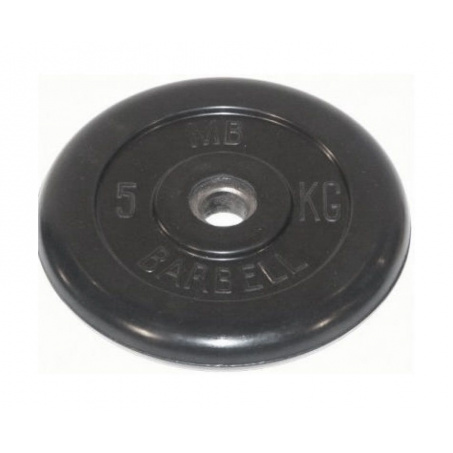 Диск для штанги обрезиненный MB Barbell (металлическая втулка) 5 кг / диаметр 51 мм