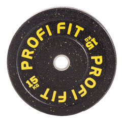 Profi Fit бамперный черный 15 кг из каталога дисков для штанги с посадочным диаметром 26 мм.  в Краснодаре по цене 11450 ₽