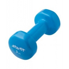 StarFit виниловая, 3 кг., синяя из каталога гантелей для фитнеса в Краснодаре по цене 1790 ₽